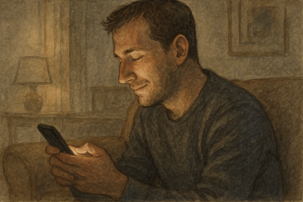 【違和感サインギャラリー】スマホを触りながら見せる、不自然な笑顔